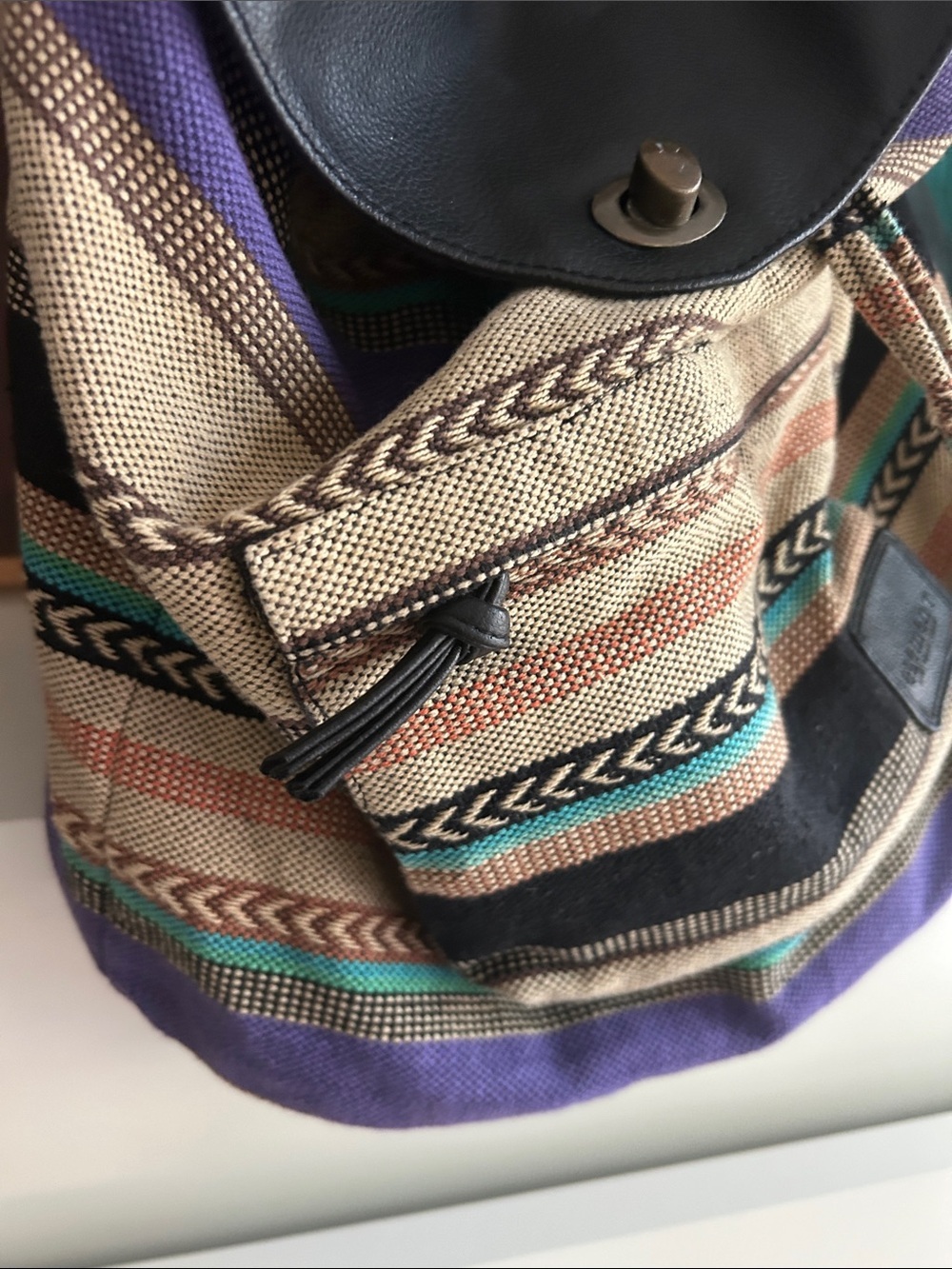 Element Multicolor Striped Drawstring Backpack with Black Flap - Picture 2 of 12